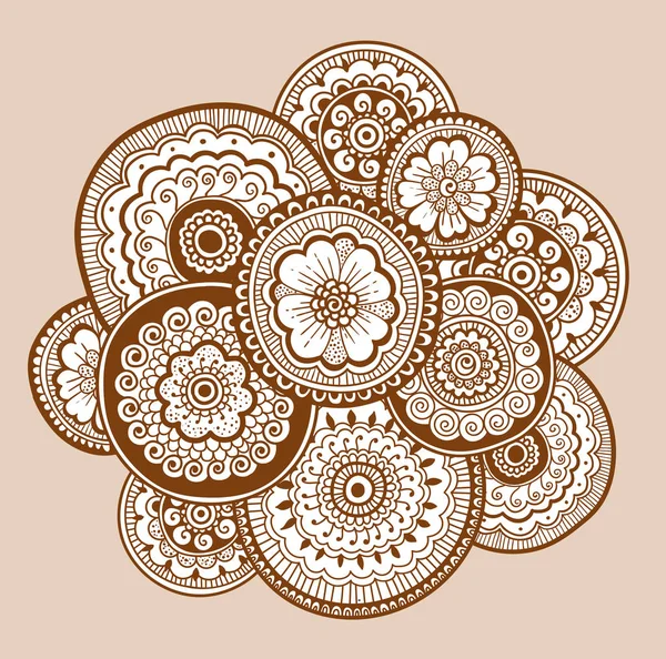 Ethnische Henna mehndi Ornament. Indischer Stil. schöne Doodle-Kunst floralen Hintergrund. Henna-Zentangle-Verzierung — Stockvektor