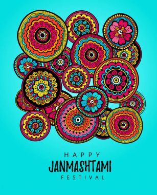 Vektör çizim, tebrik kartı, poster ya da afiş için mutlu Kishna Janmashtami kutlama Hint Festivali.