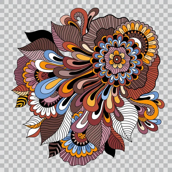 Farbige florale Tätowierkunstwerke. Blume Komposition für Tätowierung auf transparentem Hintergrund — Stockvektor