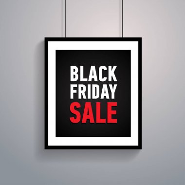 Çerçeve gri arka plan üzerinde siyah Cuma satış poster. Toplam Satış iskontosu afiş