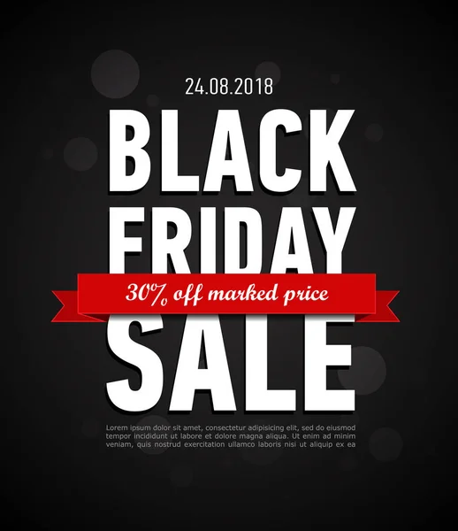 Black Friday sale inscription design template. Trendy banner. Discount 30 off marked price. Advertising banner — Stock Vector