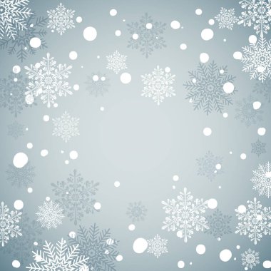 Kış tatili kar arka plan. Mavi Noel zemin. Yeni yıl arka plan ile kar tanesi. Kar taneleri ile çerçeve