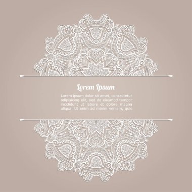 Arka plan ile dantel modeli. Davetiye, tebrik kartı veya duyuru için şablon. Vektör süsleme çerçeve