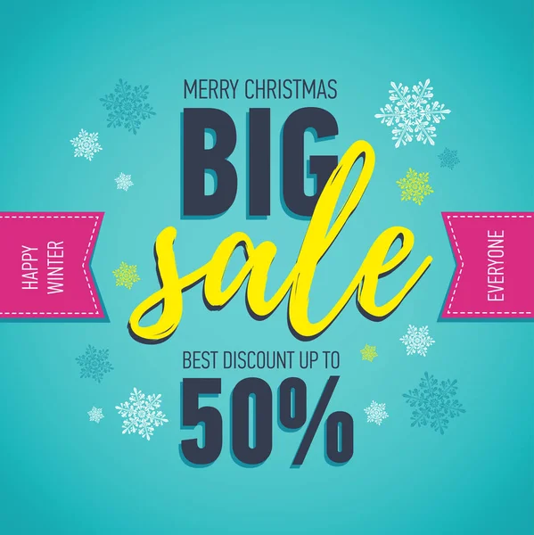 Christmas sale banner.Big sale 50.Holiday discount — Stock Vector