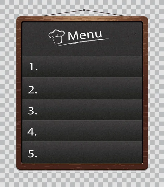 Black Menu Boards Isolated on Transparent Background. Charkboard for Restaurant Food Menu — Stock Vector