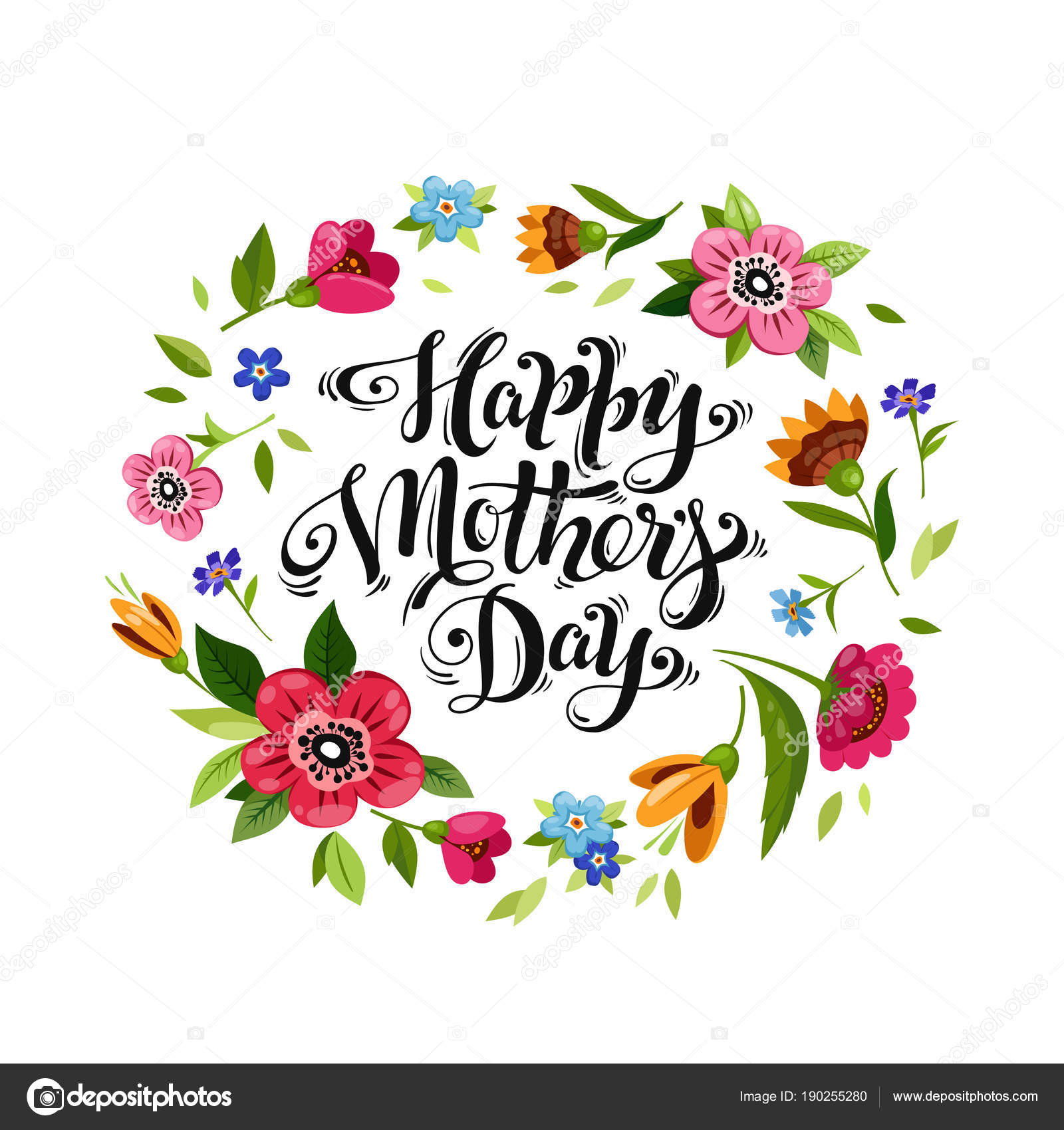 Download Lettering Happy Mothers Day in flower frame — Stock Vector ...