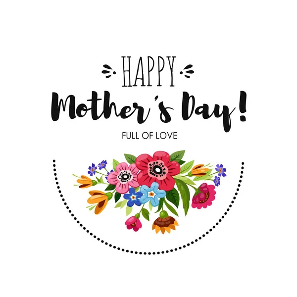 Tarjeta Feliz Día de las Madres con flores silvestres — Vector de stock