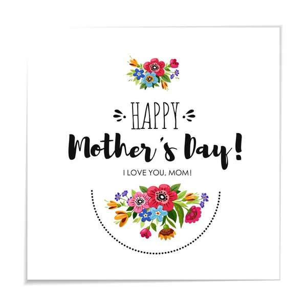 Cartão de felicitações elgant com flores. Modelo do cartão Feliz Dia das Mães. Letras manuscritas Feliz Dia das Mães . —  Vetores de Stock