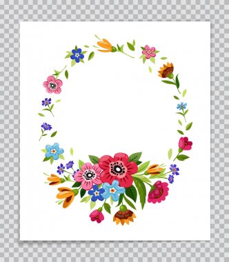 Vektör çiçek çerçeve. Davetiye, tebrik kartı, kapak, defter için şablon. Renkli çiçek çelenk. Vintage tarzı