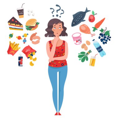 Sağlıklı ve sağlıksız yiyecekler arasında seçim yap.