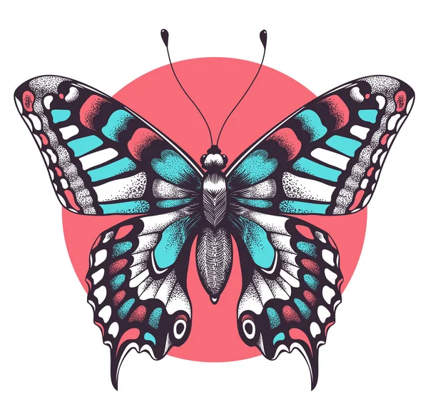 Прекрасна татуювання метелика. Символ краси — стоковий вектор