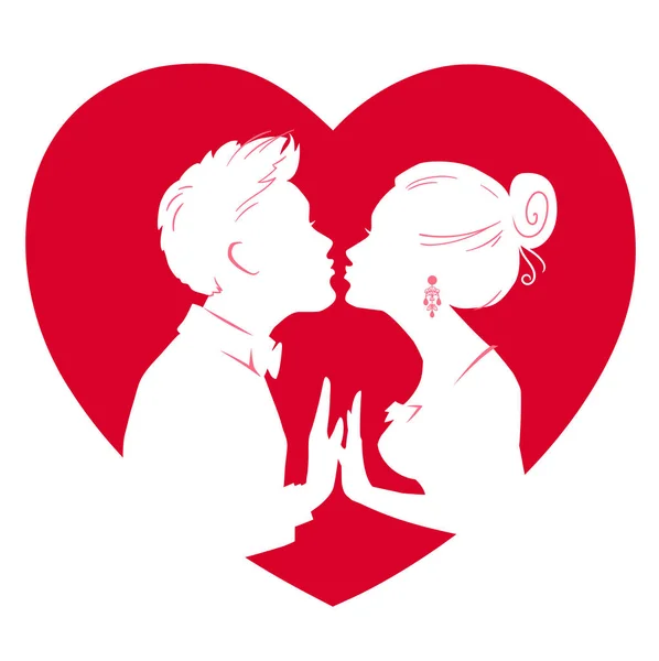Valentin napi kártya. Férfi és nő csók — Stock Vector