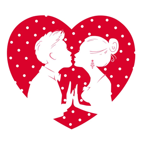 Cartão de Dia dos Namorados. Homem e mulher beijo — Vetor de Stock