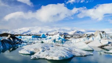 4k buzdağları, Jokulsarlon buzul Lagoon, Islandı erime Timelapse 