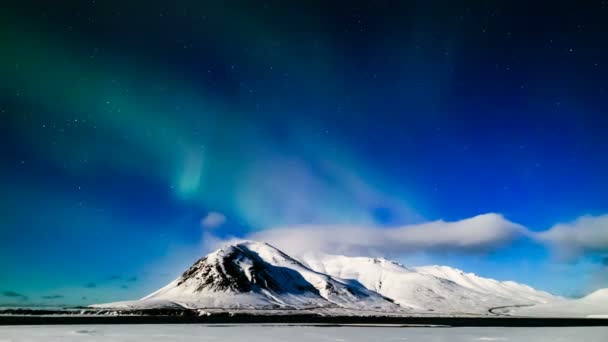 4 k časová prodleva Aurora Borealis (Northern Lights) v noc úplňku, Island — Stock video