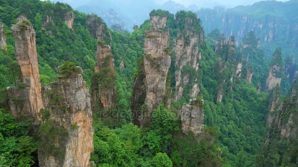 Schwenk-Aufnahme des Zhangjiajie National Forest Park, wulingyuan, hunan, China — Stockvideo