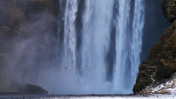 Skogafoss waterfall (close up shot), Skogar, South Region, Iceland — Stock Video