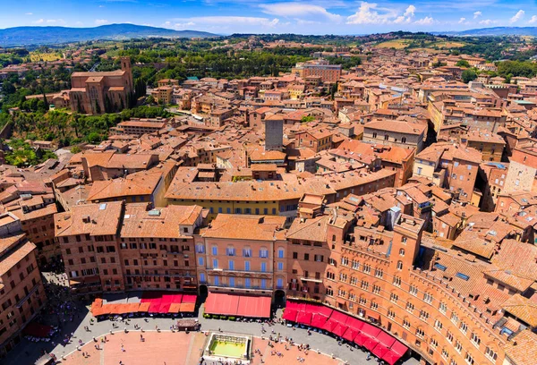 Piazza del Campo Siena, Toskana, İtalya için havadan görünümü