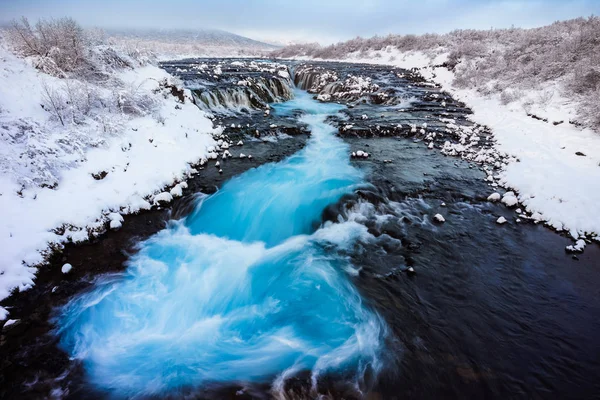 Bruarfoss-Wasserfall im Winter, Reykjavik, Island — Stockfoto