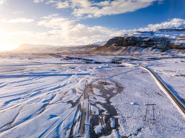 겨울에 아이슬란드 풍경의 항공 보기 — 스톡 사진