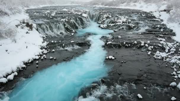 Cascada Bruarfoss Invierno Reikiavik Islandia — Vídeo de stock