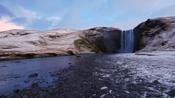 Skogafoss Waterfall Skogar South Region Iceland — Stock Video