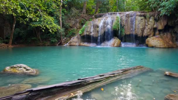 Vodopád Erawan Národní Park Erawan Kanchanaburi Thajsko — Stock video