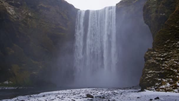 Waterval Van Skogafoss Skogar Regio Zuid Ijsland — Stockvideo