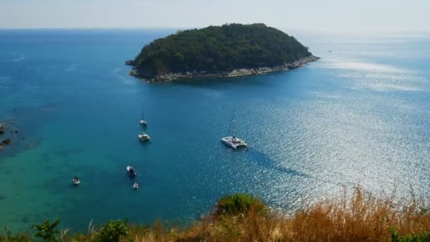 Vista Del Grupo Yates Desde Mirador Phuket Sur Tailandia — Vídeos de Stock