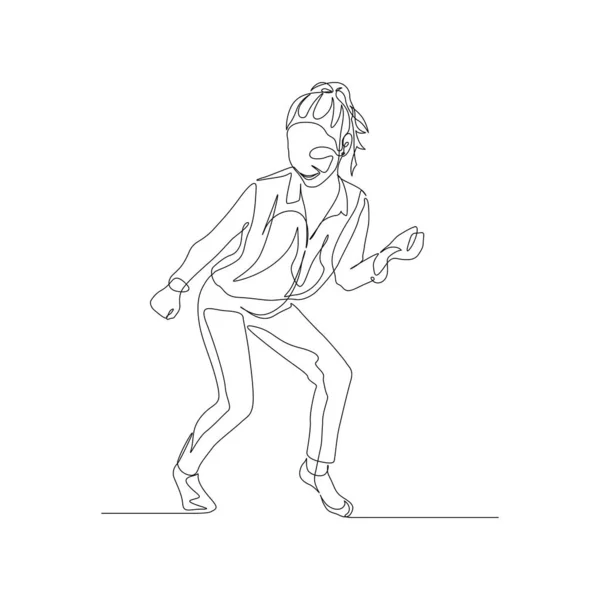 Continuous one line woman dancing twist. Vecteur — Image vectorielle