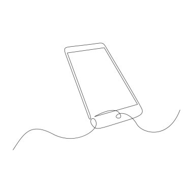 Devamlı tek satır halinde akıllı telefon, zımbırtı. Stok vektör illüstrasyonu.