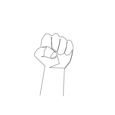 Devamlı bir çizgi yumruk. Protesto işareti, direniş, isyan. Stok illüstrasyonu.
