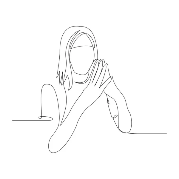 Mujer continua de una línea en una pose segura. Ilustración vectorial . — Archivo Imágenes Vectoriales