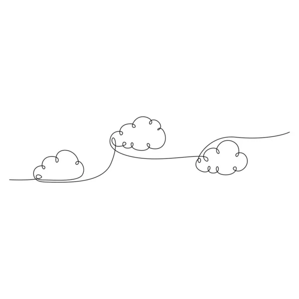 Непрерывные облака одной линии, плавающие в небе. векторная иллюстрация . — стоковый вектор