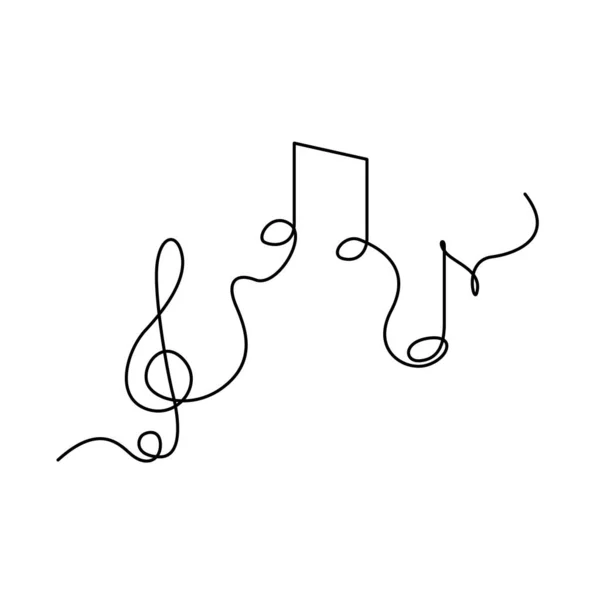 Clef et notes continues d'une ligne, notes de musique, A ou La. illustration vectorielle . — Image vectorielle