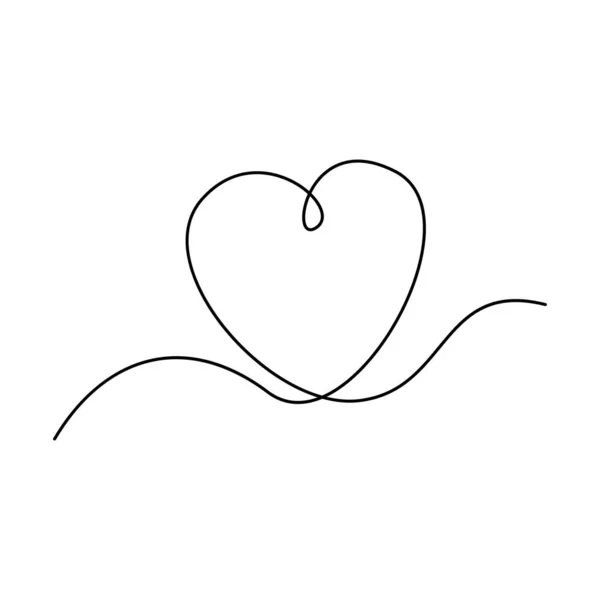 Aralıksız tek çizgi halinde aşk kalbi. Aşk Günü, 14 Şubat. Stok illüstrasyonu. — Stok Vektör