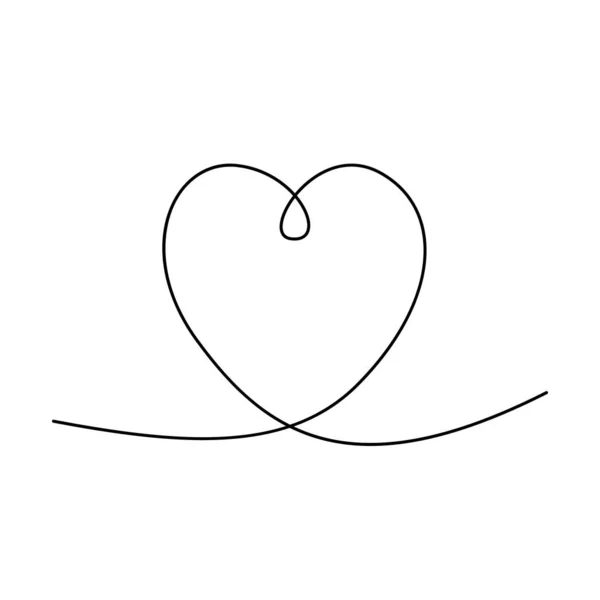 継続的な1行の愛の心。2月14日の愛の日。ベクトル. — ストックベクタ