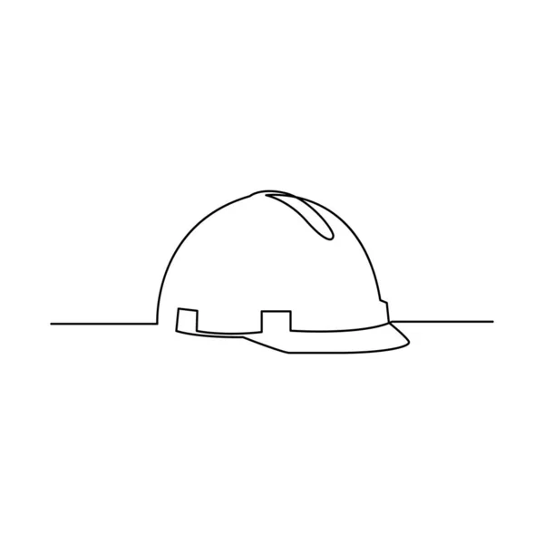 Continuous one line construction helmet - hard hat. Safety concept. Stock illustration. — Stock Vector