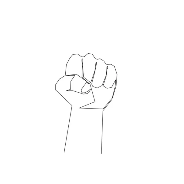 Un pumn de linie continuu. Semn de protest, rezistenţă, rebeliune. Ilustrație stoc . — Vector de stoc