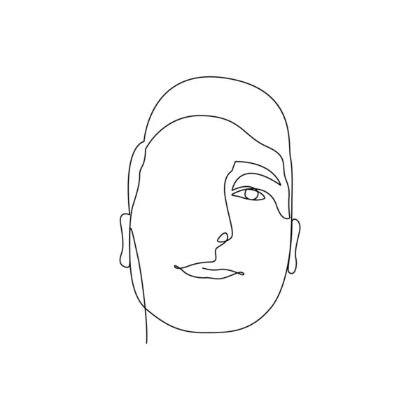 Continuous one line face of man. Stock illustration. — ストックベクタ