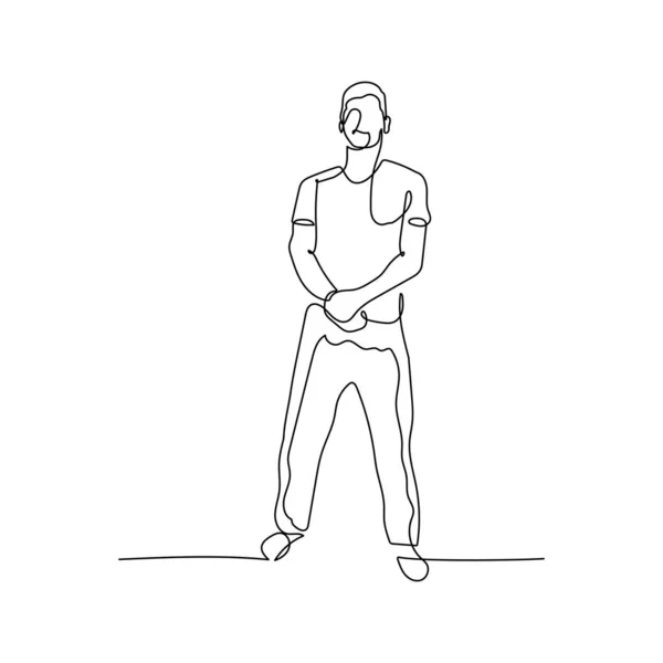 Un uomo in posa chiusa, guardia del corpo in posa continua. Illustrazione delle scorte . — Vettoriale Stock