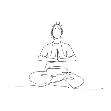 Nilüfer pozisyonunda tek sıra halinde oturan kadın. Yoga. Vektör illüstrasyonu.