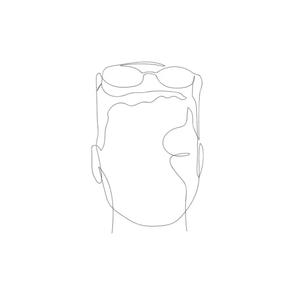 Continuous one line man with glasses. Vector illustration. — ストックベクタ