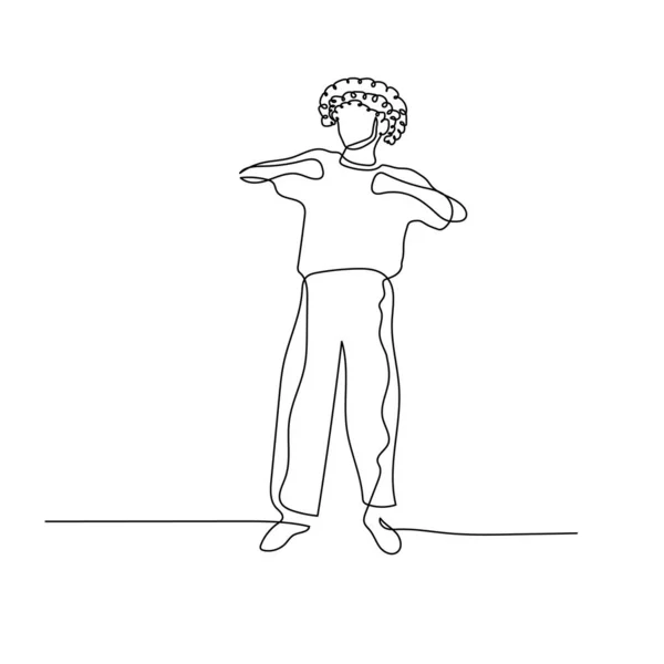 Ciągła tańcząca kobieta z kręconymi włosami. Ilustracja wektora. — Wektor stockowy