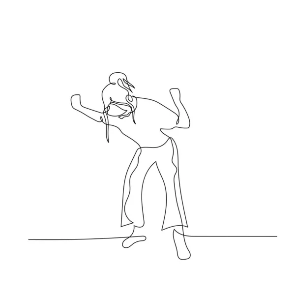 Continuous one line dance to the rhythm woman. Vector illustration.