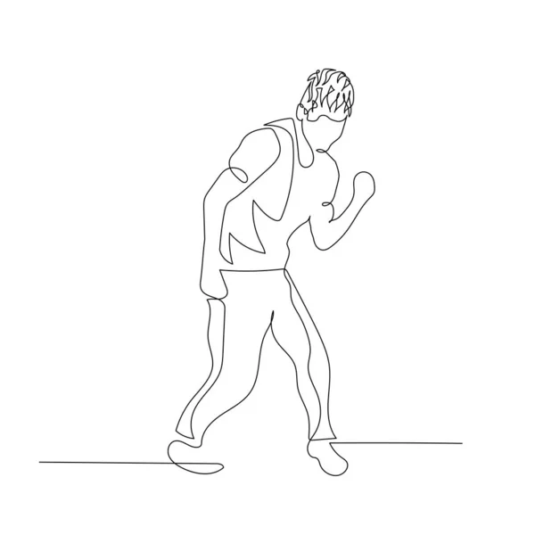 Continuous one line dancing man with fashion hairstyle. Vector illustration. — ストックベクタ