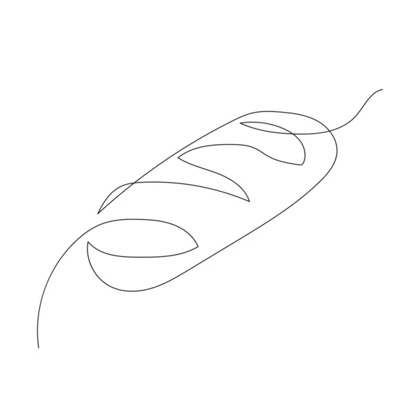 Continuous one line loaf of bread. Vector illustration. — Stock Vector