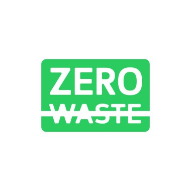 Atık yeşil dikdörtgen işaretli sıfır atık. Çevre etiketi, yeşil amblem. Vektör illüstrasyonu.