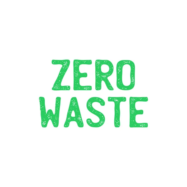 Zero waste green text title sign with worn effect. Waste management concept isolated illustration on white background. Vector illustration. — Stock Vector