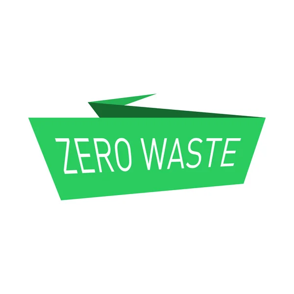 Zero waste green origami paper banner. Waste management concept isolated illustration on white background. Vector illustration. — 스톡 벡터